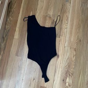 Black one shoulder bodysuits